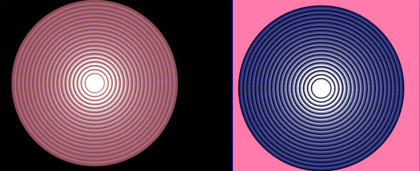 Abstract, hypnotic background with concentric circles. Colorful halftone graphic design elements. Sound wave modern