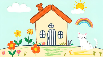 Obraz premium house with flowers