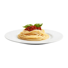 a plate of Italian spaghetti pasta on transparent background