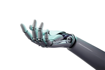 Robotic hand gesture isolated on transparent background. Png