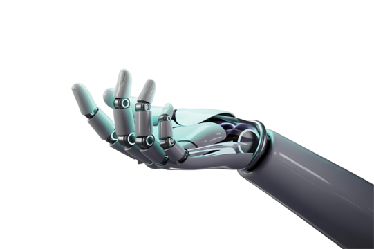 Robotic hand gesture isolated on transparent background. Png