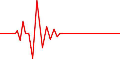 Red heartbeat line on isolated white. Red heartbeat symbol. Red heartbeat line PNG with transparent background. Heart wave vector illustration.