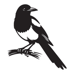 Clever Magpie silhouette in flight – Magpie illustration – Minimalist Magpie vector – Bird silhouette – Bird vector

