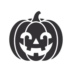 Black Silhouette Pumpkin Vector Icon for Autumn and Halloween Designs