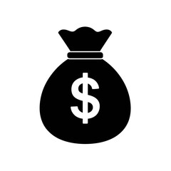 Dollar sign money bag symbol isolated on transparent background, png image 