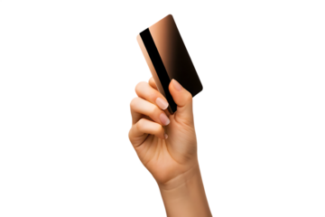 hand holding credit card  isolated on white background PNG 