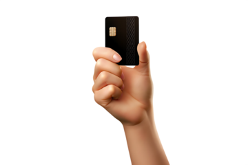 hand holding credit card  isolated on white background PNG 