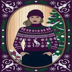 Fototapeta premium illustration, style, fashion, woman, clothing, sketch, vector, girl, female, drawing, design, model, stylish, clothes, graphic, art, lady, beautiful, young, beauty, hair, person, character, set, isola
