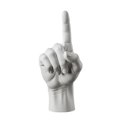 Plaster sculpture of pointing hand, isolated on transparent background