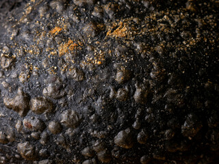 Texture crust skin of charcoal black bread.