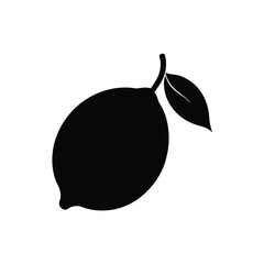 Lemon fruit silhouette with leaf vector illustration