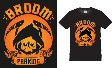 Broom parking, Happy Halloween Ghost typography vector t-shirt design