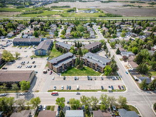 Residential area with a lot of houses and cars