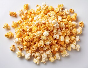 popcorn flakes arranged in a mound on a bright white background for culinary presentation popcorn flakes isolated on background