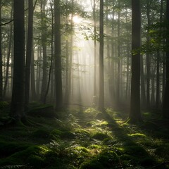 Fototapeta premium misty morning in the forest