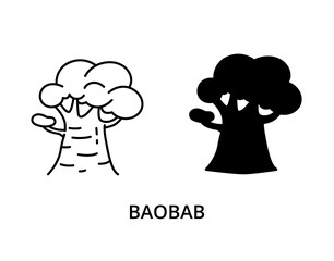 Baobab icon editable stroke and silhouette