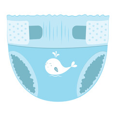 Cartoon-style baby absorbent diapers. Vector illustration for packaging diapers and other products for newborns