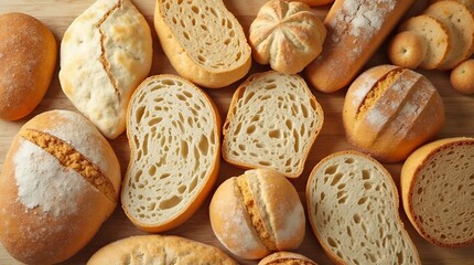 Assorted Fresh Breads Variety on White Background
