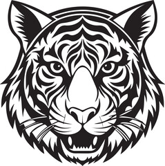 Obraz premium Majestic Tiger Vector Illustration – Bold, Fierce, and Wild-Inspired Artwork in Clean Lines and Striking Detail for Digital, Print, or Branding Use