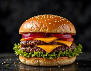 Classic Double Cheeseburger with Lettuce, Tomato and Cheese