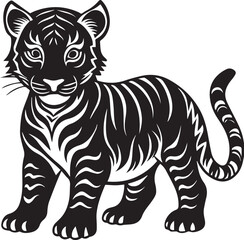 Obraz premium Majestic Tiger Vector Illustration – Bold, Fierce, and Wild-Inspired Artwork in Clean Lines and Striking Detail for Digital, Print, or Branding Use