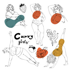 Curvaceous women collection in vector