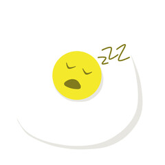 cute sleepy fried egg emotion illustration - transparant background