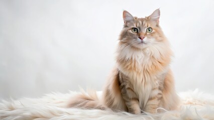 Pastel colored cat sitting on a white background with soft