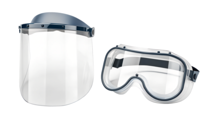 Face shield and safety goggles for protection against viruses and infections