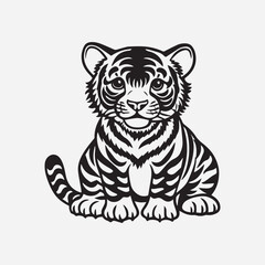 Obraz premium Majestic Tiger Vector Illustration – Bold, Fierce, and Wild-Inspired Artwork in Clean Lines and Striking Detail for Digital, Print, or Branding Use