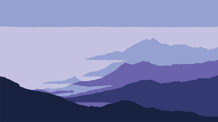 Mountain Range with Flat Sunset