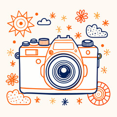Obraz premium retro camera vector, retro camera vector illustration