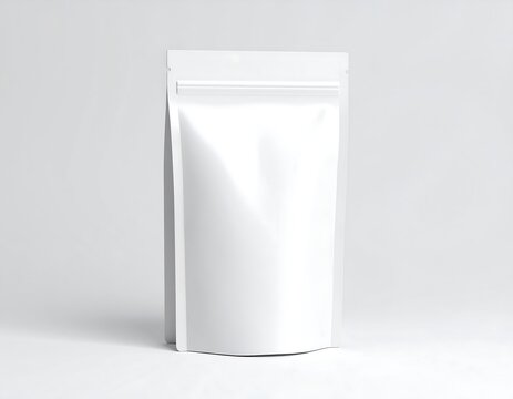 Plain white stand-up pouch on white background