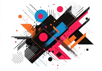 Abstract Arrow Design with Fragmented Geometric Shapes