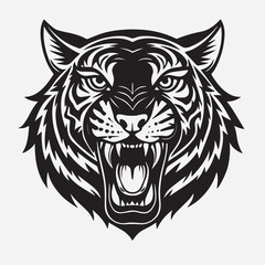 Obraz premium Majestic Tiger Vector Illustration – Bold, Fierce, and Wild-Inspired Artwork in Clean Lines and Striking Detail for Digital, Print, or Branding Use