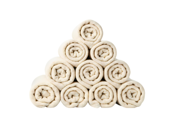 Neatly Stacked Rolled Towels SpaLike Presentation