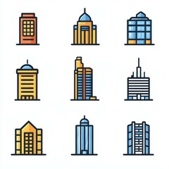 Fototapeta premium Modern city skyline featuring various architectural styles in a vibrant urban setting