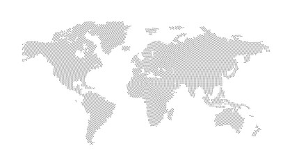 Dotted world map isolated on white background. Vector illustration. World map vector. Suitable for web site pattern, Annual report, Infographics. Globe. Business presentation, Marketing, travel.