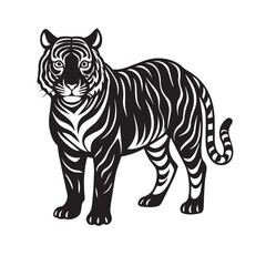 Fototapeta premium Majestic Tiger Vector Illustration – Bold, Fierce, and Wild-Inspired Artwork in Clean Lines and Striking Detail for Digital, Print, or Branding Use