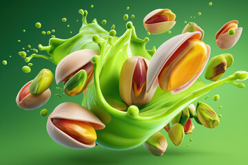 Pistachios created with Generative AI Technology, ai, generative