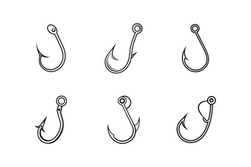 fish hook line art vector illustration