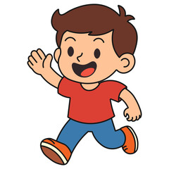 Obraz premium Happy Cartoon Boy Running Vector Illustration