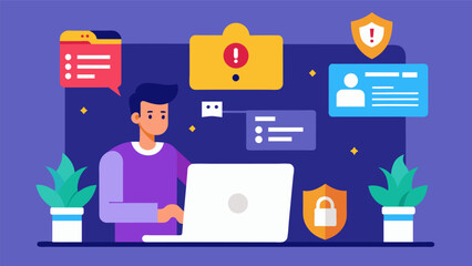 A customer receiving regular notifications about suious login attempts on their account providing an additional layer of security.. Vector illustration