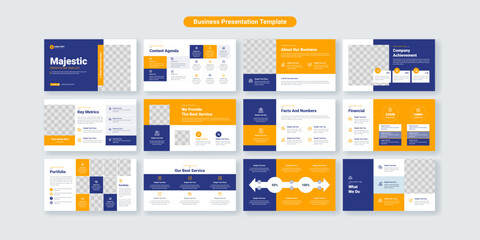Majestic Corporate PowerPoint Template – Orange & Blue Modern Slide Deck