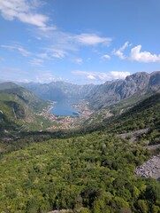 Obraz premium Aerial view of mountains and valleys in Montenegro Kotor UNESCO Europe 
