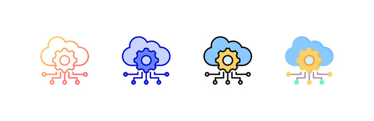 Cloud Service Icon set multiple style collection