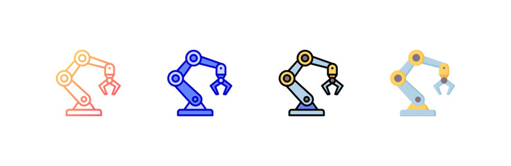 Robotic Arm Icon set multiple style collection