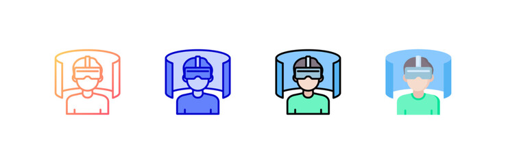 Virtual Reality Icon set multiple style collection