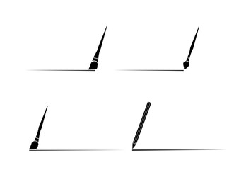 Paintbrush with brush stroke. Black paint brush logo. Vector
