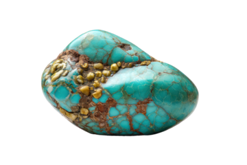 PNG Natural turquoise stone with gold deposits on black background
